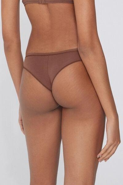 Caramel Plain Colour Brazilian Cotton Briefs, 5701_304Y, large image number 2