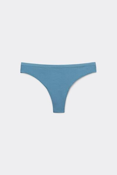 Blue Plain Colour Cotton Brazilian Briefs, 5701_525Z, large image number 4