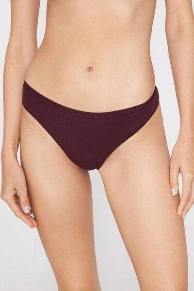 Brown Plain Colour Cotton Brazilian Briefs, 5701_581Z, medium