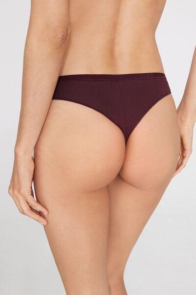 Brown Plain Colour Cotton Brazilian Briefs, 5701_581Z, large image number 2