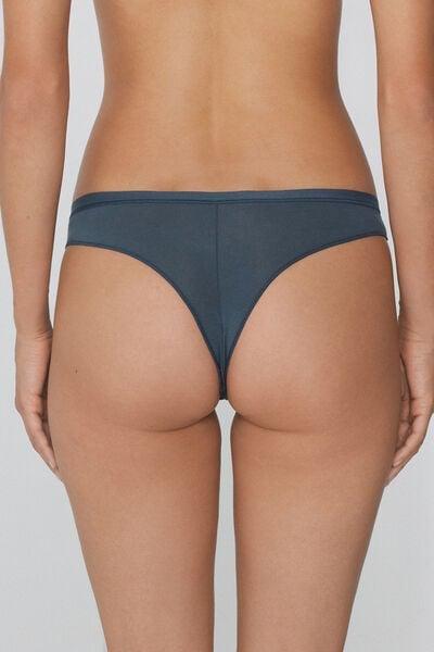 Grey Low-Rise Cotton Brazilian Briefs, 5701_731Y, large image number 2