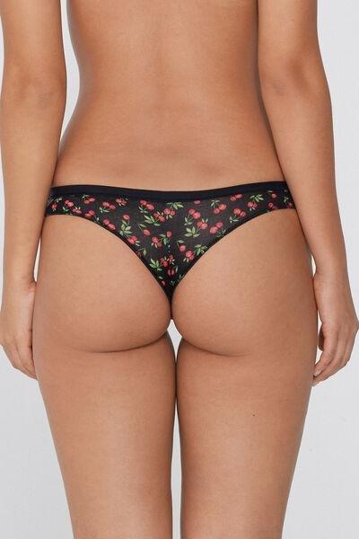 Black Printed Cotton Brazilian Brief, 5701_535W, large image number 2