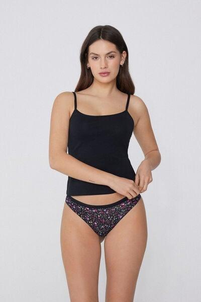 Black Printed Cotton Brazilian Briefs, 5701_612Y, large image number 0