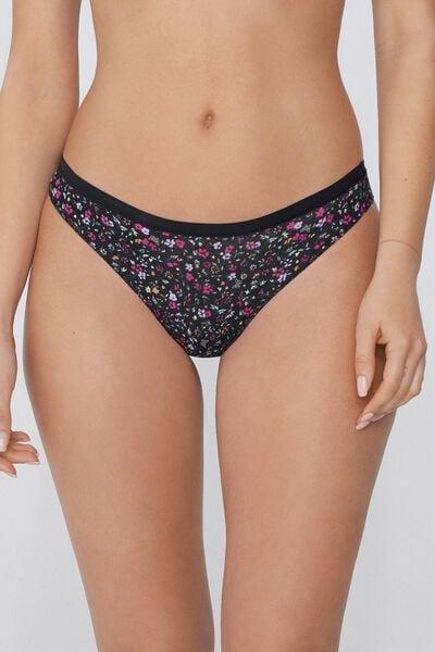 Black Printed Cotton Brazilian Briefs, 5701_612Y, large image number 1