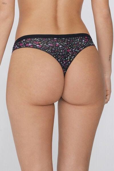 Black Printed Cotton Brazilian Briefs, 5701_612Y, medium