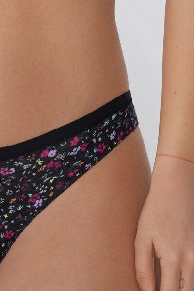 Black Printed Cotton Brazilian Briefs, 5701_612Y, large image number 3