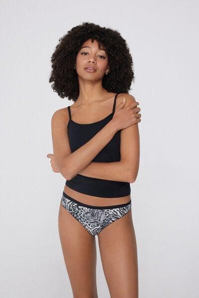 White Animal Print Cotton Brazilian Briefs, 5701_613Y, medium