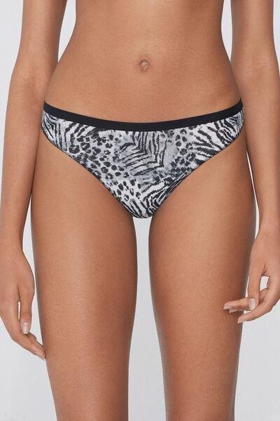 White Animal Print Cotton Brazilian Briefs, 5701_613Y, large image number 1