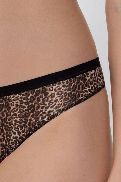 Black Animal Print Cotton Brazilian Briefs, 5701_762Y, large image number 2