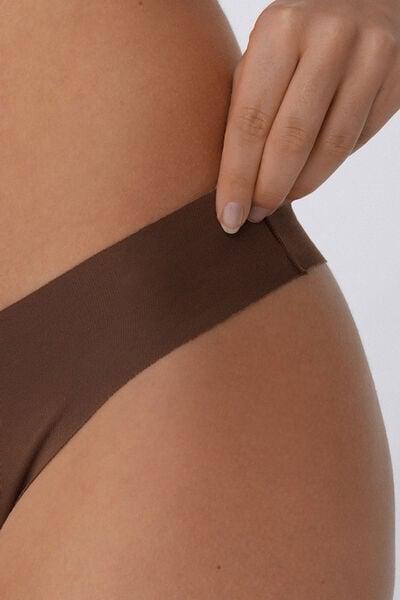 Caramel Seamless Brazilian Cotton Briefs, 5701_304Y, large image number 3