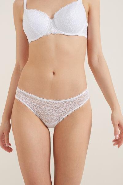 White Recycled Lace Brazilian Briefs, Women, , large image number 0
