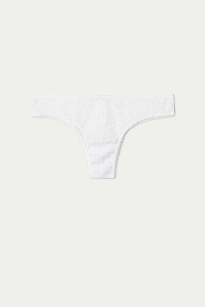 White Recycled Lace Brazilian Briefs, Women, , large image number 4
