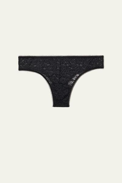 Tezenis - Black Recycled Lace Brazilian Briefs