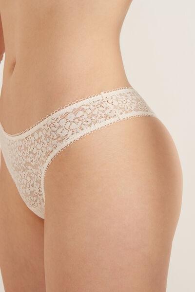 Ivory Cream Recycled Lace Brazilian Briefs, Women, , large image number 3
