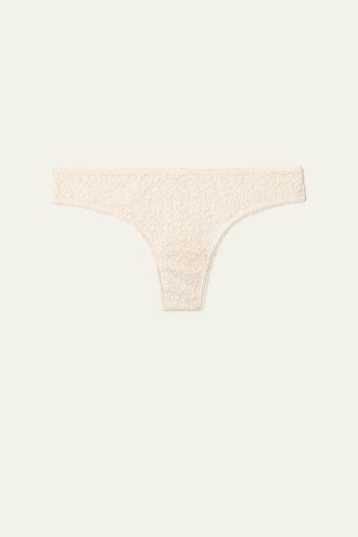 Ivory Cream Recycled Lace Brazilian Briefs, Women, , large image number 4