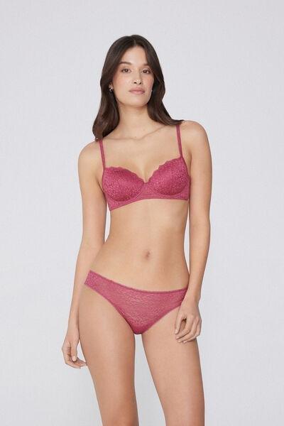 Pink Recycled Lace Brazilian Briefs, , large image number 1