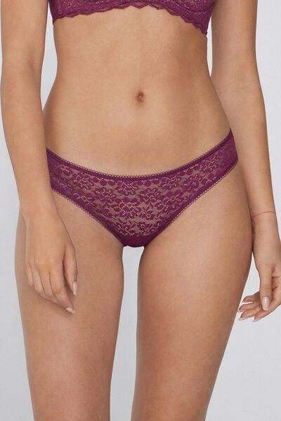 Burgundy Recycled Lace Brazilian Briefs, 5701_719Y, large image number 0