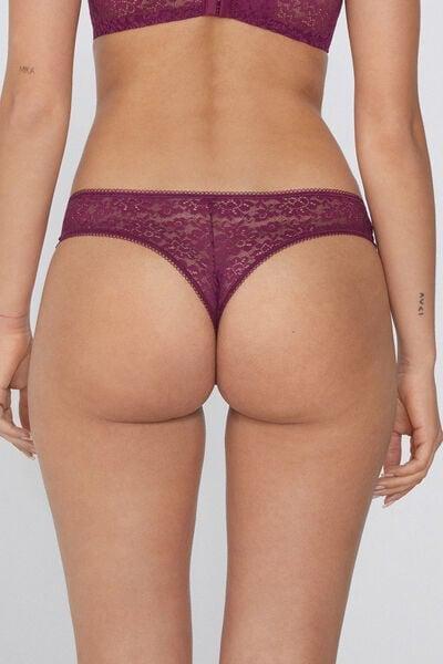 Burgundy Recycled Lace Brazilian Briefs, 5701_719Y, large image number 2