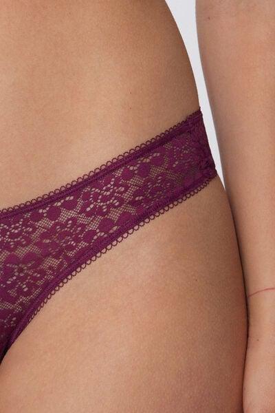 Burgundy Recycled Lace Brazilian Briefs, 5701_719Y, large image number 3