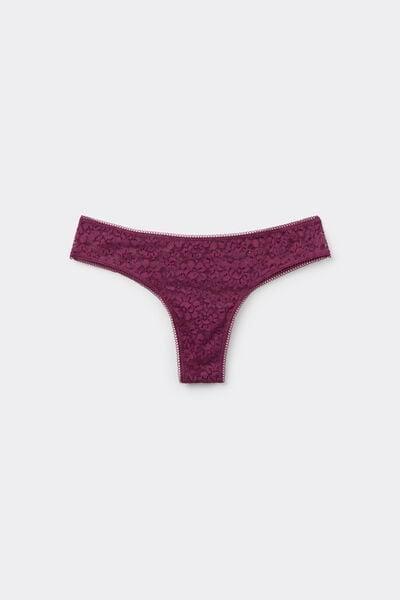 Burgundy Recycled Lace Brazilian Briefs, 5701_719Y, large image number 4