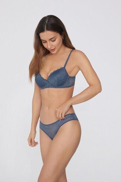 Blue Recycled Lace Brazilian Briefs, 5701_730Y, large image number 0