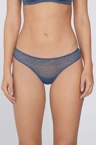 Blue Recycled Lace Brazilian Briefs, 5701_730Y, large image number 1