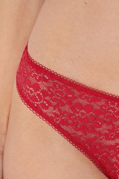 Red Recycled Lace Brazilian Briefs, , large image number 3