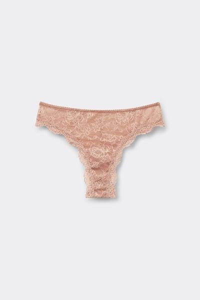 Beige Recycled Lace Brazilian Briefs, Natural Blush, large image number 4
