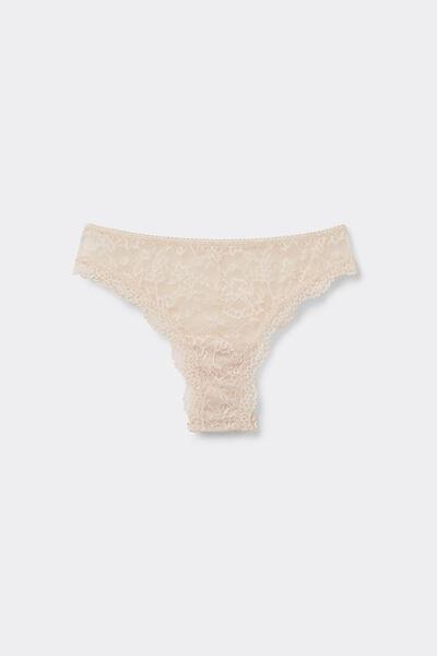 Cream Recycled Lace Brazilian Briefs, Ivory Cream, large image number 4