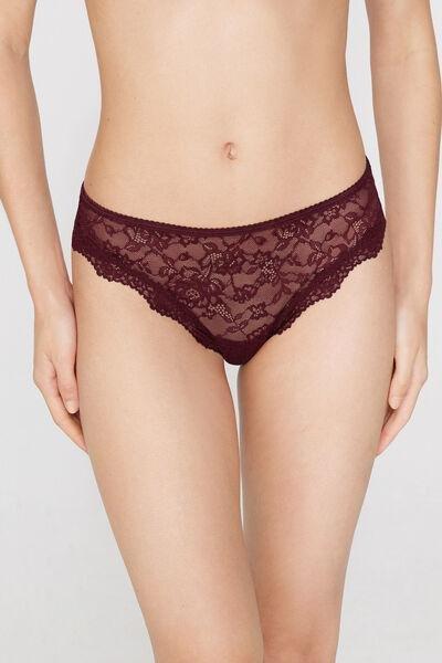Brown Recycled Lace Brazilian Briefs, 5701_581Z, medium