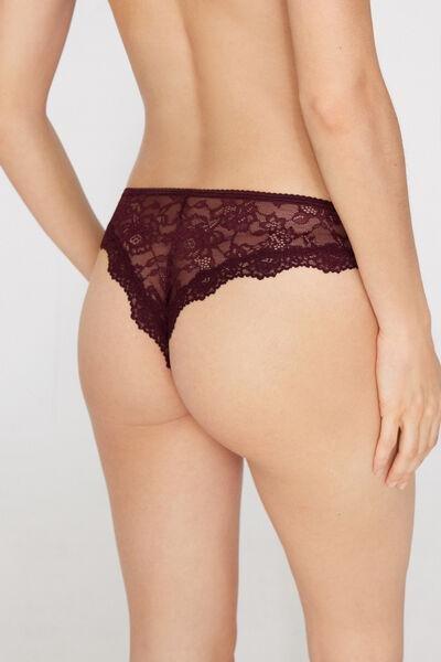 Brown Recycled Lace Brazilian Briefs, 5701_581Z, large image number 2
