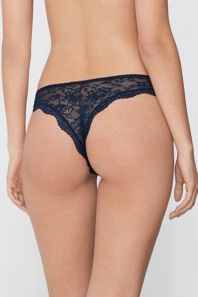Navy Recycled Lace Brazilian Briefs, Absolute Blue, large image number 2