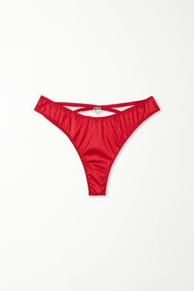 Red Cuore Satin Brazilian Briefs, , large image number 4