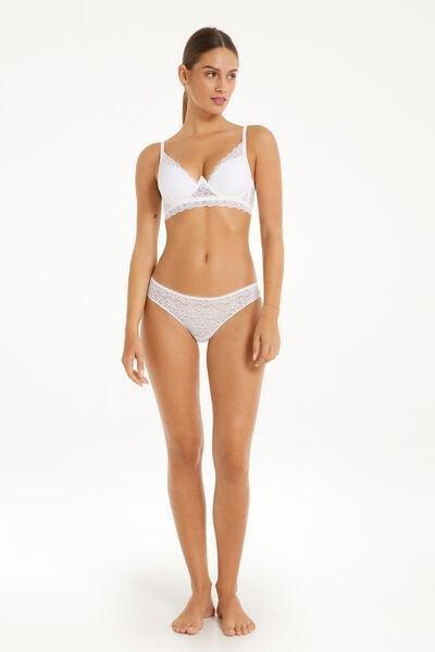 سراويل برازيلية من الدانتيل الأبيض معاد التدوير وقطع بالليزر ، للنساء, , large image number 0