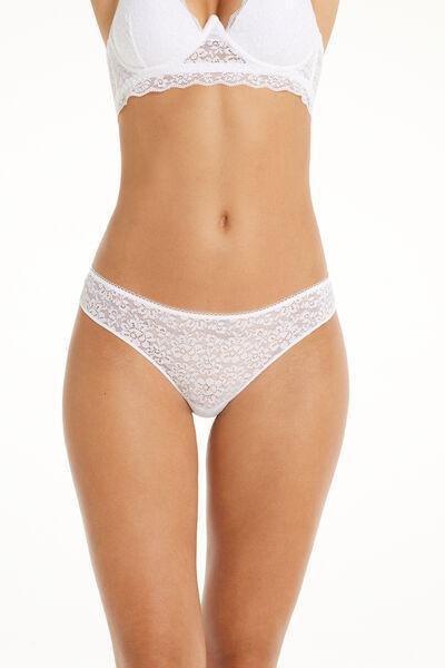 سراويل برازيلية من الدانتيل الأبيض معاد التدوير وقطع بالليزر ، للنساء, , large image number 1