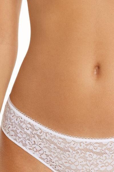 سراويل برازيلية من الدانتيل الأبيض معاد التدوير وقطع بالليزر ، للنساء, , large image number 3