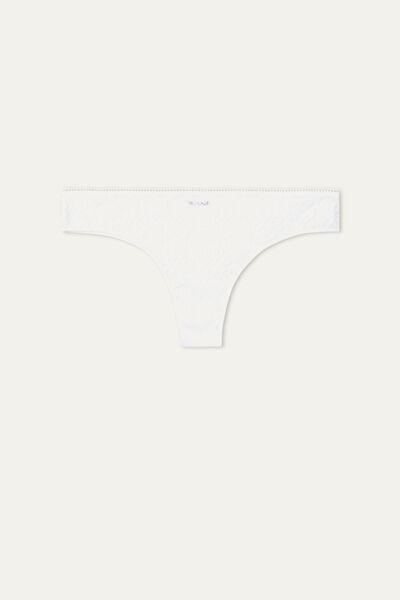 Tezenis - White Recycled Lace And Laser Cut Microfibre Brazilian Briefs