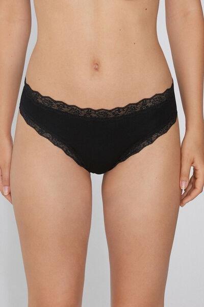 Black Cotton Brazilian Briefs, Black, large image number 0