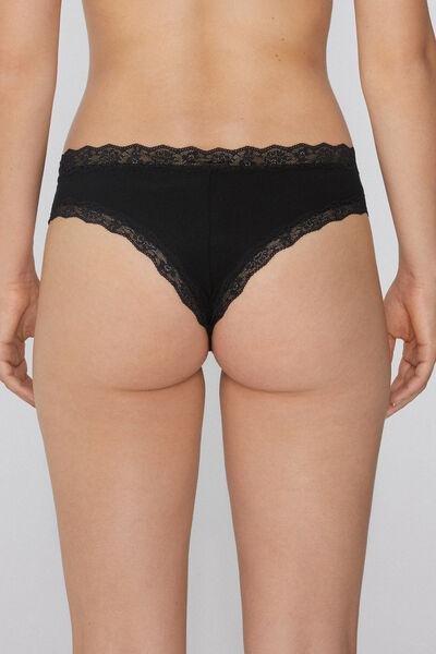 Black Cotton Brazilian Briefs, Black, large image number 2
