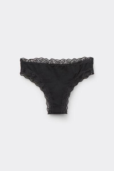 Black Cotton Brazilian Briefs, Black, large image number 4
