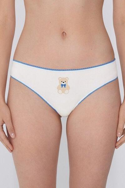 Ivory Teddy Bear Print Cotton Briefs, 5701_805Y, large image number 1