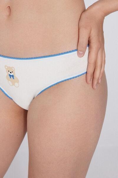 Ivory Teddy Bear Print Cotton Briefs, 5701_805Y, large image number 3