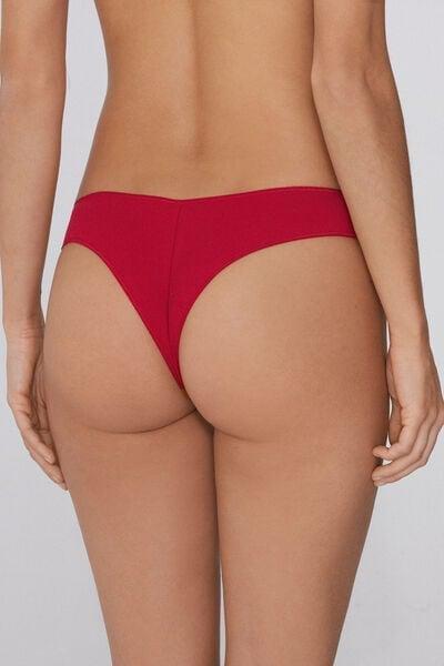 Red Ribbed Cotton Brazilian Briefs, 5701_991Y, large image number 2