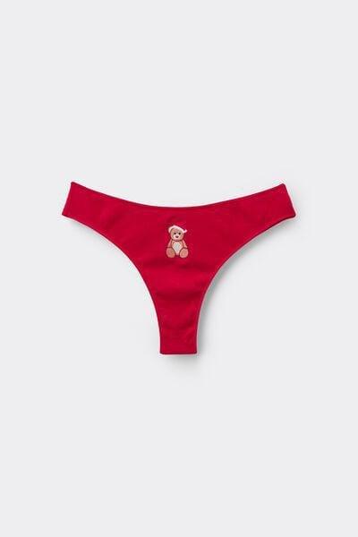 Red Ribbed Cotton Brazilian Briefs, 5701_991Y, large image number 4