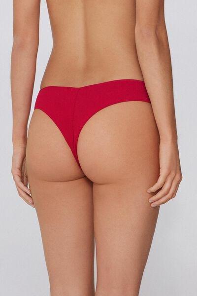 Red Ribbed Cotton Brazilian Briefs, 5701_992Y, large image number 2