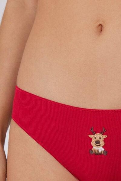 Red Ribbed Cotton Brazilian Briefs, 5701_992Y, large image number 3