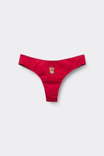 Red Ribbed Cotton Brazilian Briefs, 5701_992Y, large image number 4