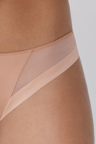 Beige Essential Tulle Brazilian Briefs, , large image number 3