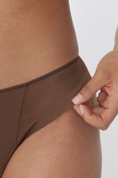Beige Essential Tulle Brazilian Briefs, , large image number 3