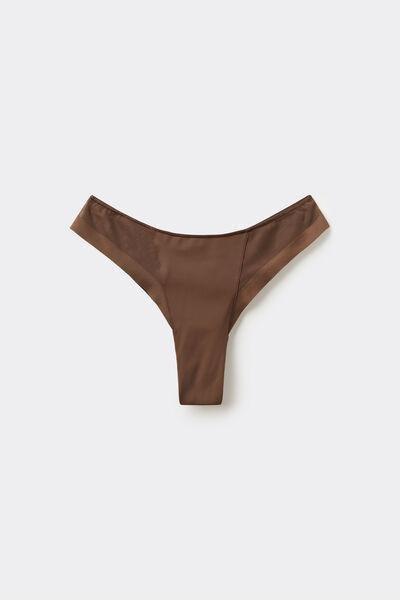 Beige Essential Tulle Brazilian Briefs, , large image number 4